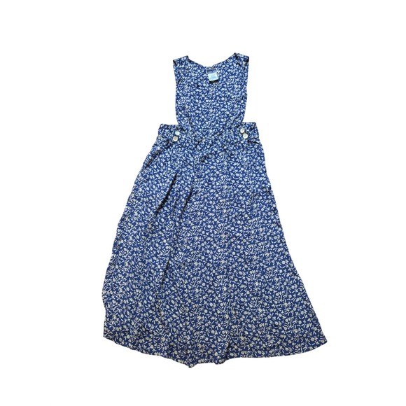 Erika & Co. Dresses & Skirts - Erika & Co Pinafore Dress Women Blue Floral Vintage Boho Jumper SIZE Large